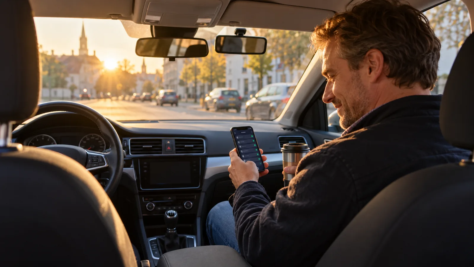 Fahrlehrer sieht am Morgen seinen fertigen Tagesplan
